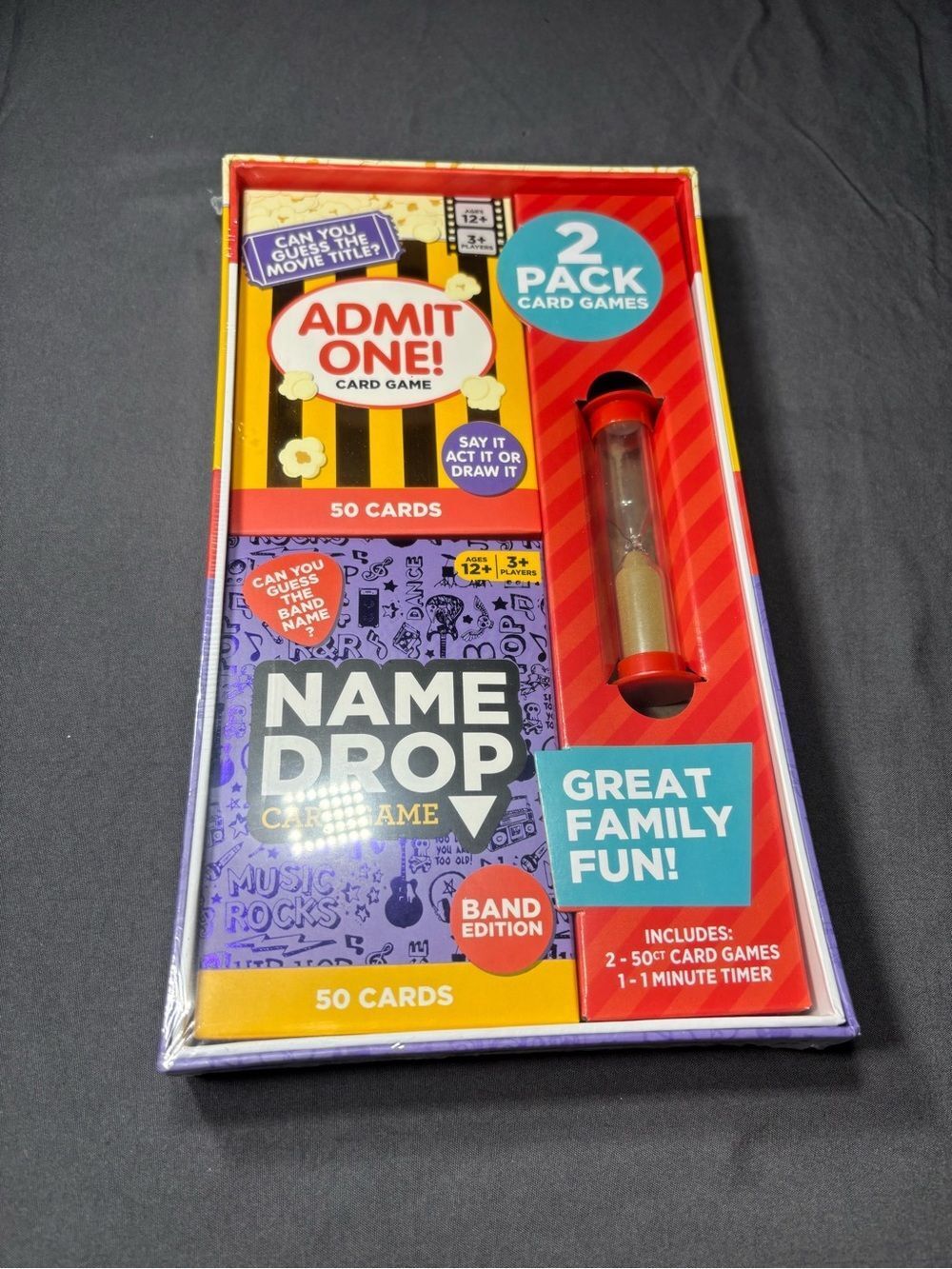 New Admit One & Name Drop 2-Pack Card Games with Timer - Multicolor